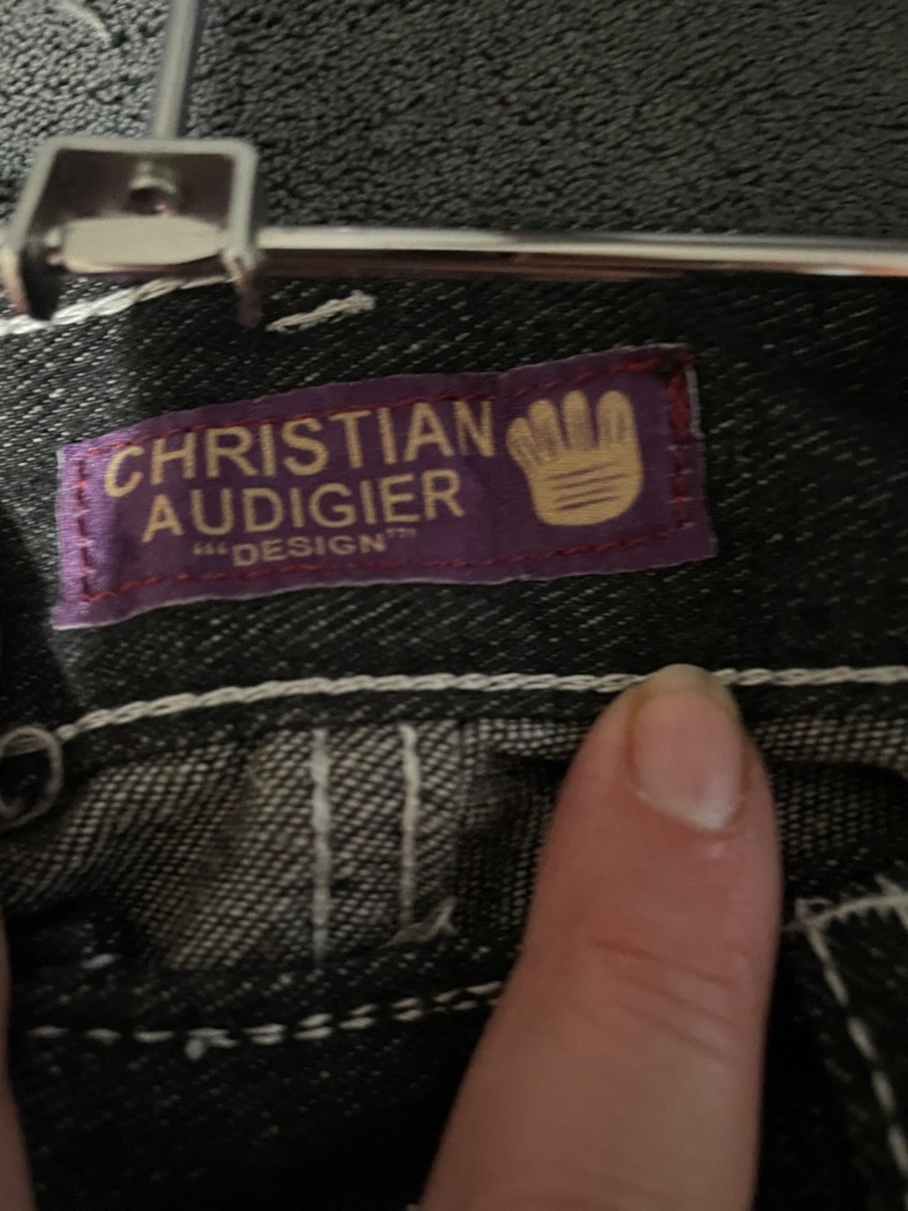 Christian Audigier Black Jeans with Gold Script Statue of Liberty embroidery - Picture 4 of 7